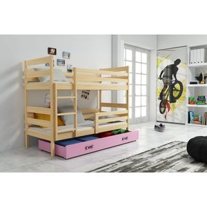 BMS Dětská patrová postel ERYK | borovice Barva: Borovice / růžová, Rozměr: 190 x 80 cm obraz