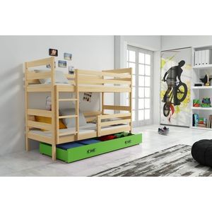 BMS Dětská patrová postel ERYK | borovice Barva: Borovice / zelená, Rozměr: 200 x 90 cm obraz