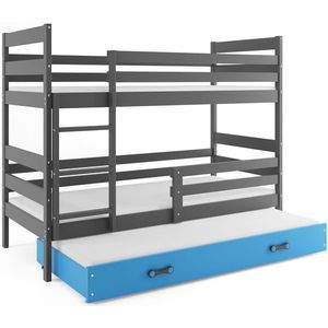 BMS Dětská patrová postel ERYK 3 s přistýlkou | šedá Barva: Šedá / Modrá, Rozměr: 200 x 90 cm obraz