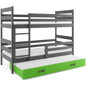 BMS Dětská patrová postel ERYK 3 s přistýlkou | šedá Barva: Šedá / zelená, Rozměr: 200 x 90 cm obraz