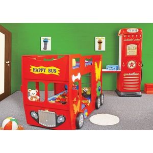 Artplast Dětská patrová postel HAPPY BUS | červený obraz