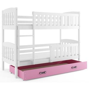 BMS Dětská patrová postel KUBUŠ | bílá Barva: bílá / růžová, Rozměr: 190 x 80 cm obraz