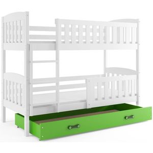 BMS Dětská patrová postel KUBUŠ | bílá Barva: bílá / zelená, Rozměr: 190 x 80 cm obraz
