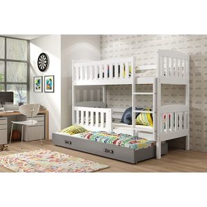 BMS Dětská patrová postel KUBUŠ 3 s přistýlkou | bílá Barva: bílá / šedá, Rozměr: 200 x 90 cm obraz