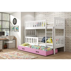 BMS Dětská patrová postel KUBUŠ 3 s přistýlkou | bílá Barva: bílá / růžová, Rozměr: 190 x 80 cm obraz