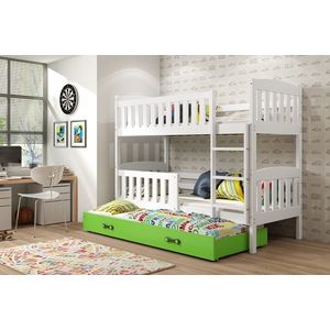 BMS Dětská patrová postel KUBUŠ 3 s přistýlkou | bílá Barva: bílá / zelená, Rozměr: 200 x 90 cm obraz
