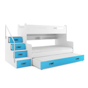 BMS Dětská patrová postel s přistýlkou MAX 3 Barva: Modrá obraz