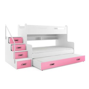 BMS Dětská patrová postel s přistýlkou MAX 3 Barva: Růžová obraz