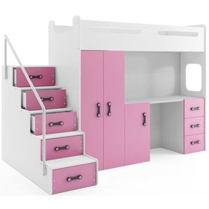 BMS Dětská patrová postel se stolkem MAX 4 Barva: Růžová obraz
