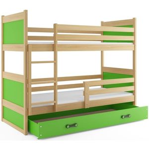 BMS Dětská patrová postel RICO | borovice 80 x 160 cm Barva: Zelená obraz