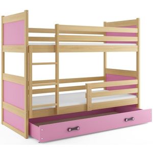 BMS Dětská patrová postel RICO | borovice 80 x 190 cm Barva: Růžová obraz