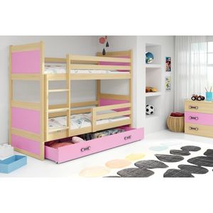 BMS Dětská patrová postel RICO | borovice 90 x 200 cm Barva: Růžová obraz