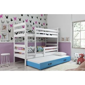 BMS Dětská patrová postel s přistýlkou Eryk 3 | bílá Barva: bílá / modrá, Rozměr: 190 x 80 cm obraz