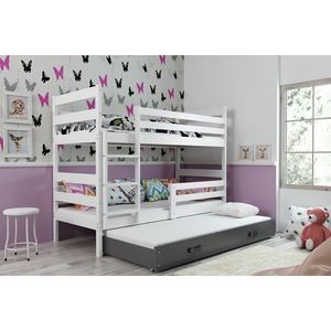 BMS Dětská patrová postel s přistýlkou Eryk 3 | bílá Barva: bílá / šedá, Rozměr: 200 x 90 cm obraz