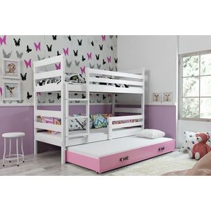 BMS Dětská patrová postel s přistýlkou Eryk 3 | bílá Barva: bílá / růžová, Rozměr: 200 x 90 cm obraz
