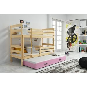 BMS Dětská patrová postel s přistýlkou Eryk 3 | borovice Barva: Borovice / růžová, Rozměr: 190 x 80 cm obraz