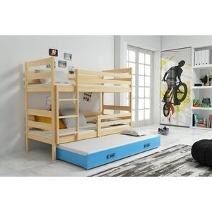 BMS Dětská patrová postel s přistýlkou Eryk 3 | borovice Barva: Borovice / modrá, Rozměr: 200 x 90 cm obraz