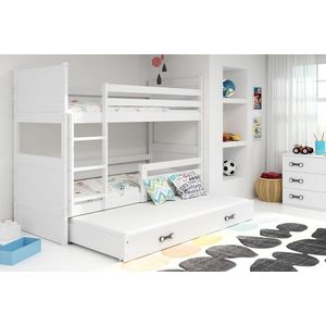 BMS Dětská patrová postel s přistýlkou RICO 3 | bílá 80 x 160 cm Barva: Bílá obraz