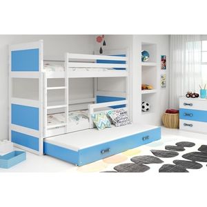BMS Dětská patrová postel s přistýlkou RICO 3 | bílá 80 x 160 cm Barva: bílá / modrá obraz