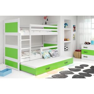 BMS Dětská patrová postel s přistýlkou RICO 3 | bílá 80 x 160 cm Barva: bílá/zelená obraz