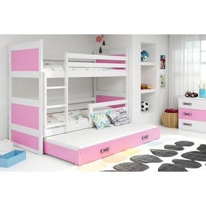 BMS Dětská patrová postel s přistýlkou RICO 3 | bílá 80 x 190 cm Barva: Růžová obraz