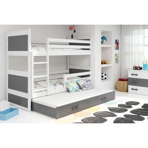 BMS Dětská patrová postel s přistýlkou RICO 3 | bílá 80 x 190 cm Barva: Šedá obraz