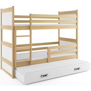 BMS Dětská patrová postel s přistýlkou RICO 3 | borovice 80 x 160 cm Barva: Bílá obraz