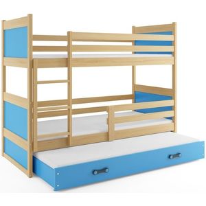 BMS Dětská patrová postel s přistýlkou RICO 3 | borovice 80 x 160 cm Barva: Modrá obraz