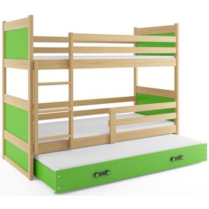 BMS Dětská patrová postel s přistýlkou RICO 3 | borovice 80 x 160 cm Barva: Zelená obraz