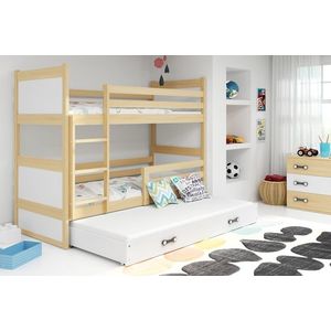 BMS Dětská patrová postel s přistýlkou RICO 3 | borovice 90 x 200 cm Barva: Bílá obraz