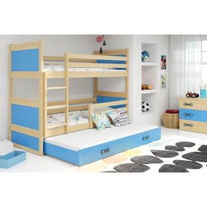 BMS Dětská patrová postel s přistýlkou RICO 3 | borovice 90 x 200 cm Barva: Modrá obraz