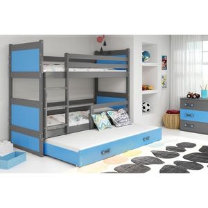 BMS Dětská patrová postel s přistýlkou RICO 3 | šedá 80 x 190 cm Barva: Modrá obraz