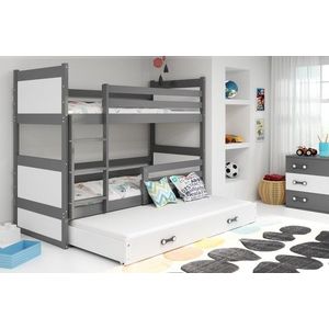 BMS Dětská patrová postel s přistýlkou RICO 3 | šedá 90 x 200 cm Barva: Bílá obraz