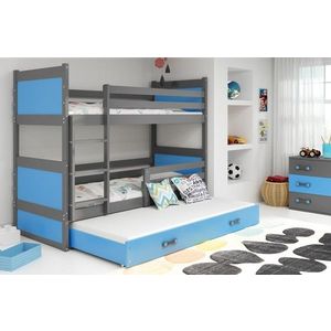 BMS Dětská patrová postel s přistýlkou RICO 3 | šedá 90 x 200 cm Barva: Modrá obraz