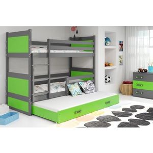 BMS Dětská patrová postel s přistýlkou RICO 3 | šedá 90 x 200 cm Barva: Zelená obraz