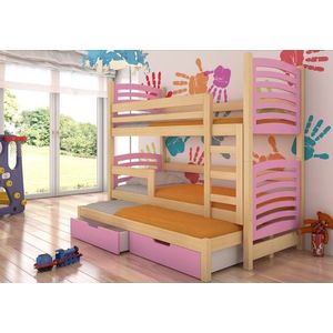 ArtAdrk Dětská patrová postel s přistýlkou SORIA Barva: Borovice / růžová obraz