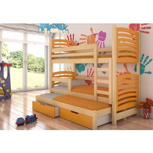 ArtAdrk Dětská patrová postel s přistýlkou SORIA Barva: borovice / oranžová obraz