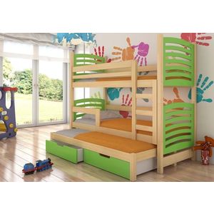 ArtAdrk Dětská patrová postel s přistýlkou SORIA Barva: Borovice / zelená obraz