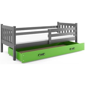 BMS Dětská postel s úložným prostorem CARINO | 90 x 200 cm Barva: Šedá / zelená obraz