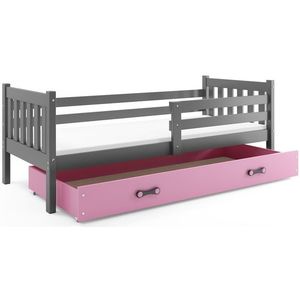 BMS Dětská postel s úložným prostorem CARINO | 90 x 200 cm Barva: Šedá / růžová obraz