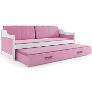 BMS Dětská postel s přistýlkou DAWID | bílá 90 x 200 cm Barva: Růžová obraz