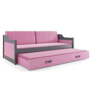 BMS Dětská postel s přistýlkou DAWID | šedá 90 x 200 cm Barva: Růžová obraz