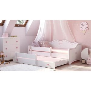 ArtAdrk Dětská postel s přistýlkou EMKA II Barva: Bílá / růžový úchyt obraz