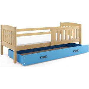 BMS Dětská postel KUBUŠ 1 s úložným prostorem | borovice Barva: Borovice / modrá, Rozměr: 200 x 90 cm obraz