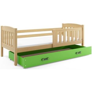 BMS Dětská postel KUBUŠ 1 s úložným prostorem | borovice Barva: Borovice / zelená, Rozměr: 200 x 90 cm obraz
