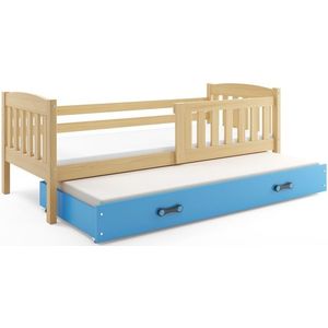 BMS Dětská postel KUBUŠ 2 s přistýlkou | borovice Barva: Borovice / modrá, Rozměr: 200 x 90 cm obraz
