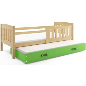 BMS Dětská postel KUBUŠ 2 s přistýlkou | borovice Barva: Borovice / zelená, Rozměr: 200 x 90 cm obraz