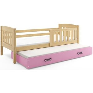BMS Dětská postel KUBUŠ 2 s přistýlkou | borovice Barva: Borovice / růžová, Rozměr: 200 x 90 cm obraz