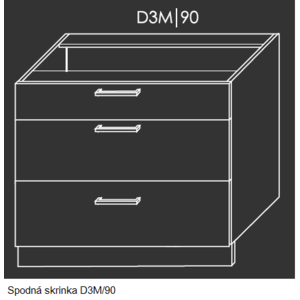 ArtExt Kuchyňská linka Brerra - mat Kuchyně: Spodní skříňka D3M/90/(ŠxVxH) 90 x 82 x 50 cm obraz