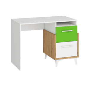 Hey – psací stůl 105, dub artisan/bílá/zelená obraz